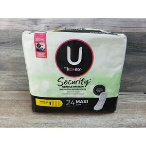 U By Kotex Security Maxi Pads 9Hour Protection Regular 24 count.
